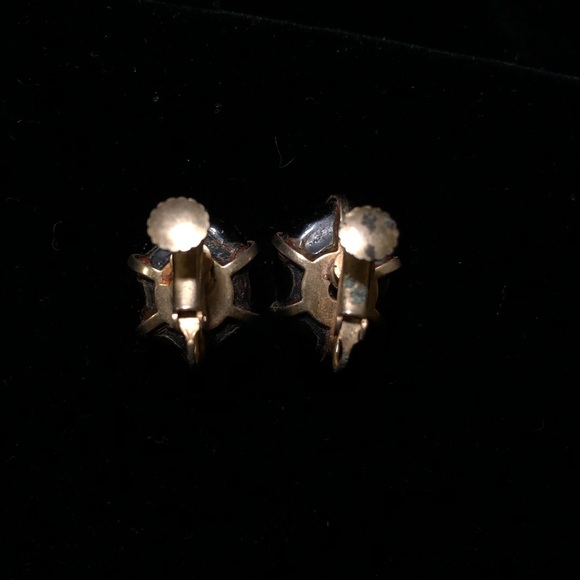 VTG black& goldtone earrings - Picture 3 of 3